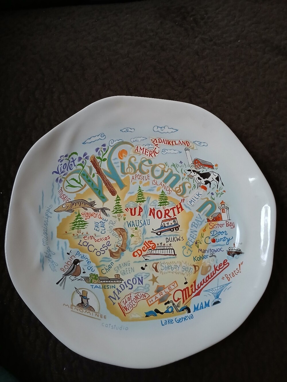 catstudio The Geography Collection Wisconsin Plate 2012 8.5"